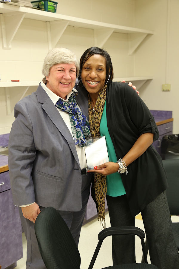 Ann Sheets, Delana Legans receiving Blue Ribbon Award 2015