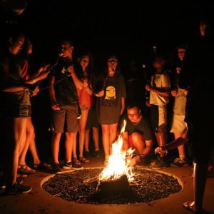 nighttime campfire