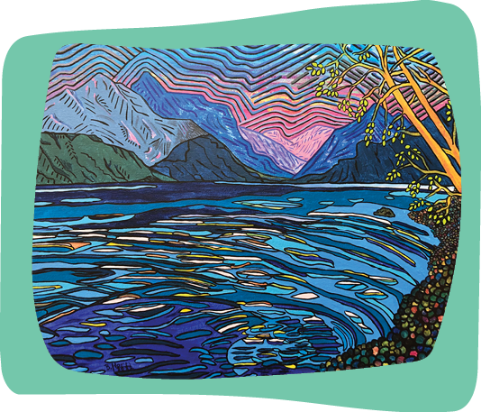 painting of glacier national park for artwork auction