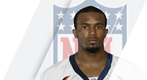 Headshot of Alric Arnet in football jersey with NFL logo in background